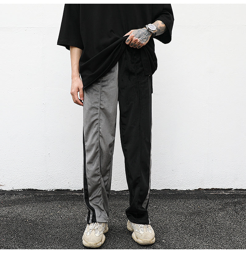 Black and grey Half n Half casual Pants