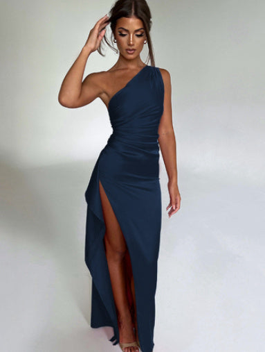 Sexy One-shoulder Backless Split Satin Dresses For Women