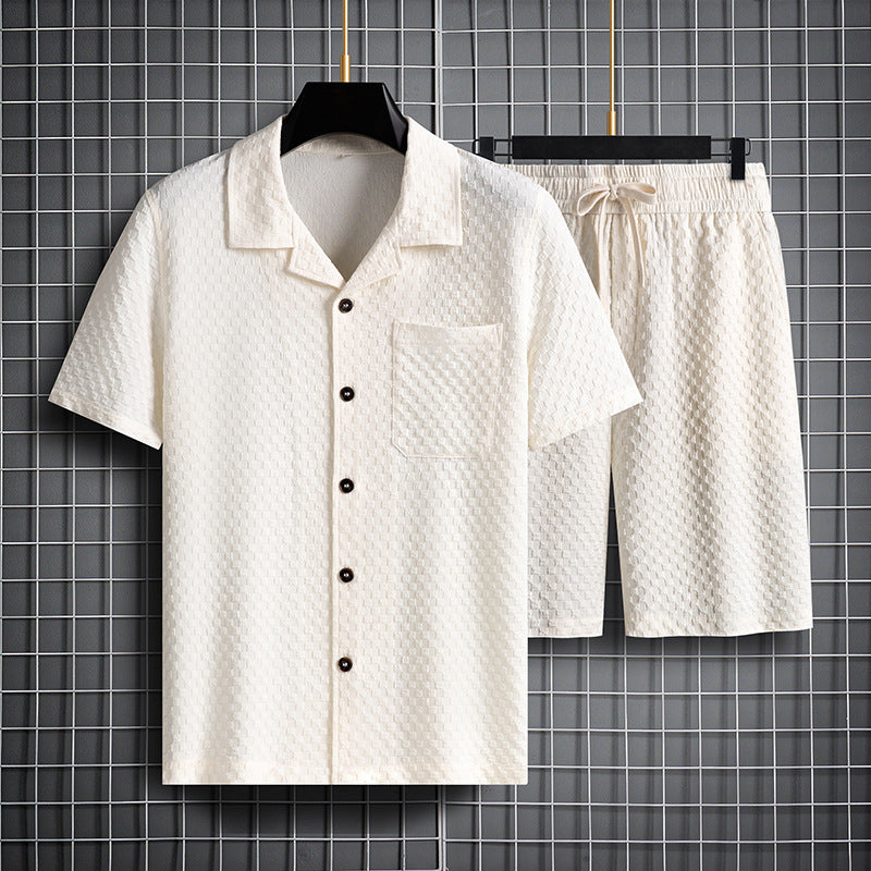 Lapel Short Sleeve Shorts Suit Young And Middle-agedTwo-piece Suit