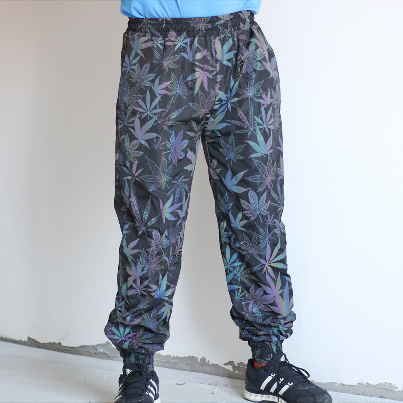 Colored Maple Leaf Reflective Pants Men's