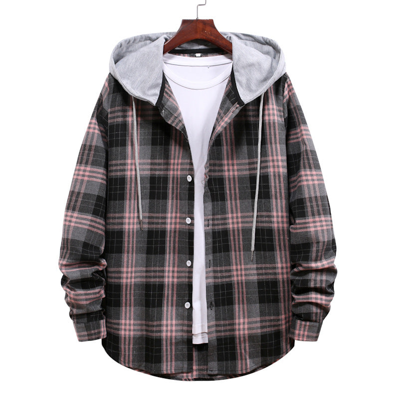 Plaid Shirt Men's Autumn Hooded Jacket