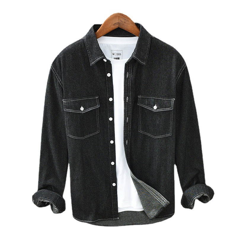 Retro Denim Long Sleeve Lapel Shirt