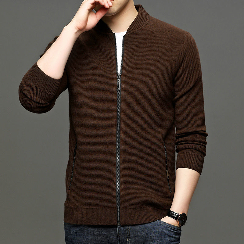 Business Men's Solid Color Knitted Jacket