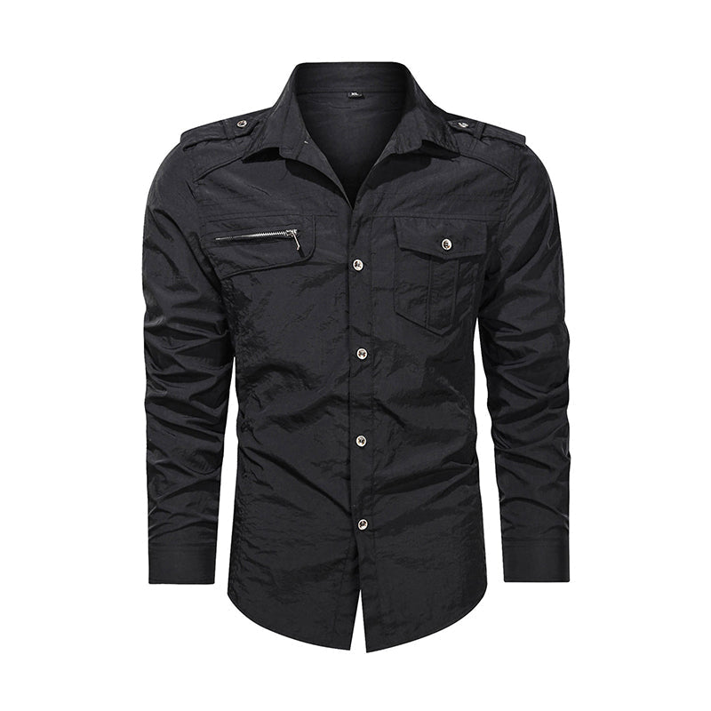 Military Thin Long Sleeve Quick-dry Casual Fit Men Shirt