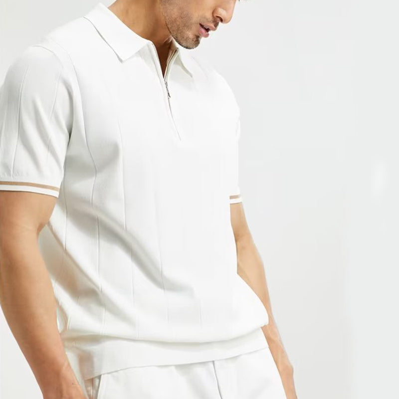 Short-sleeved Polo Summer Lapel Zipper T-shirt