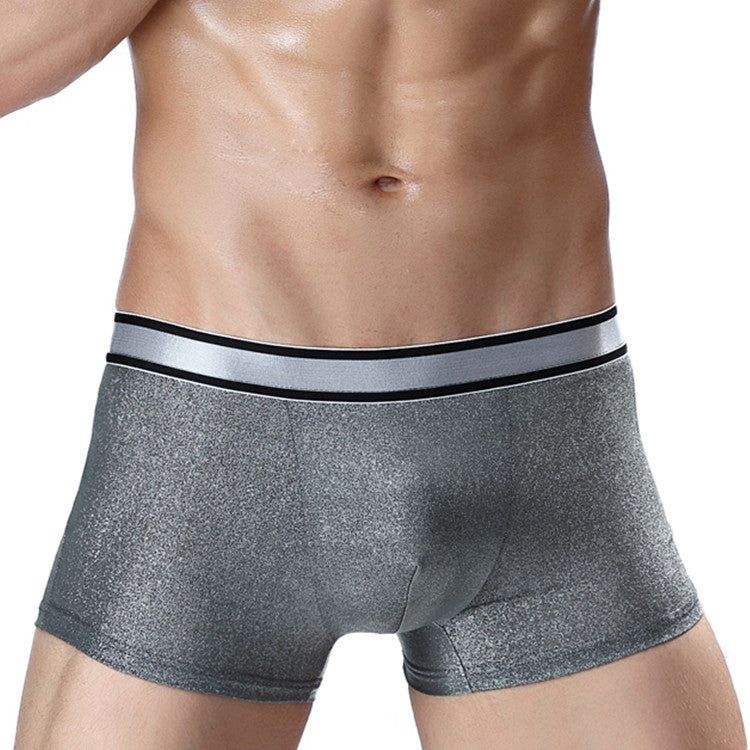 Men's Hot Silver Ice Silk Boxer Briefs