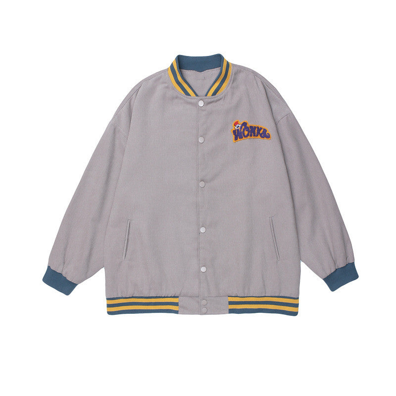 Retro Street Letter Flocking Embroidery Jacket men