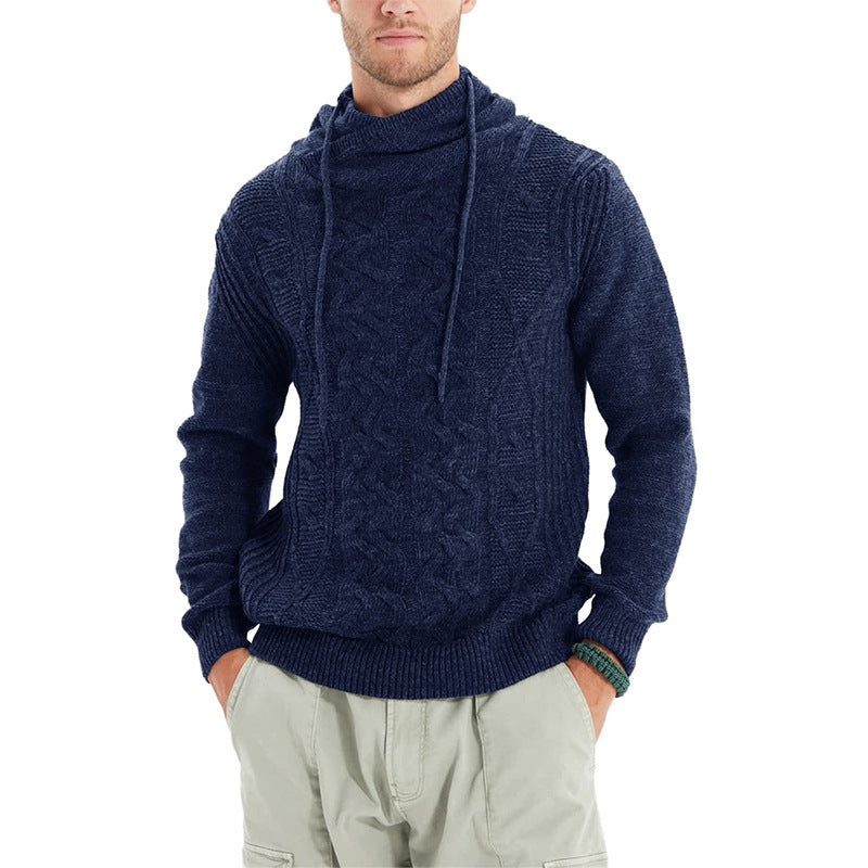 New Semi High Neck Sweater Long Sleeve Slim Knit Top For Men