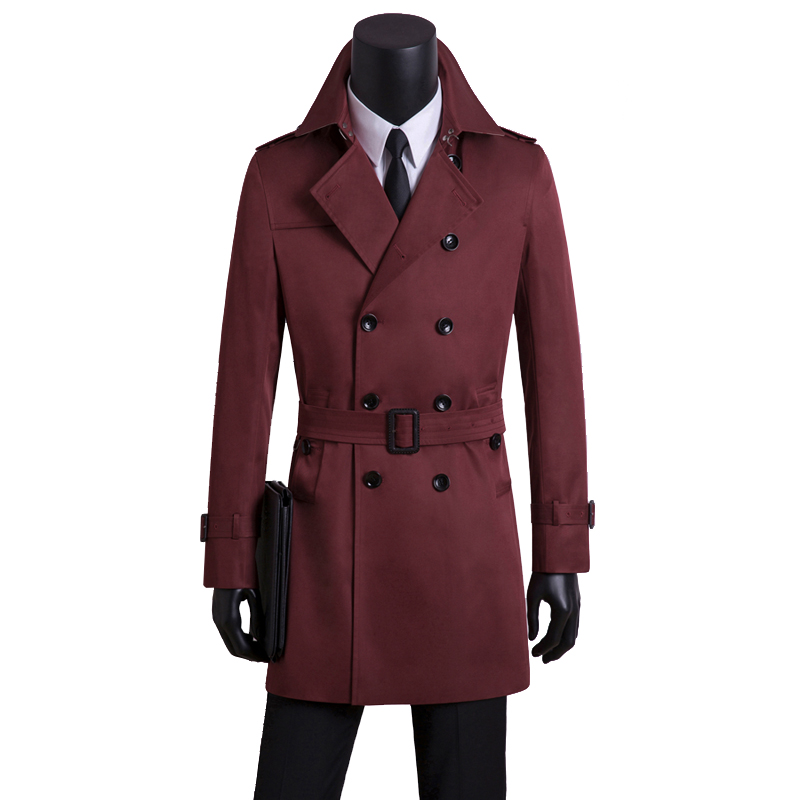 Men's slim long trench coat