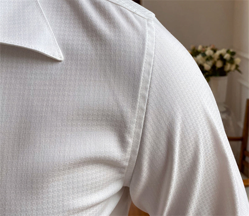 Cuban Collar Long Sleeve Casual Shirt For Men