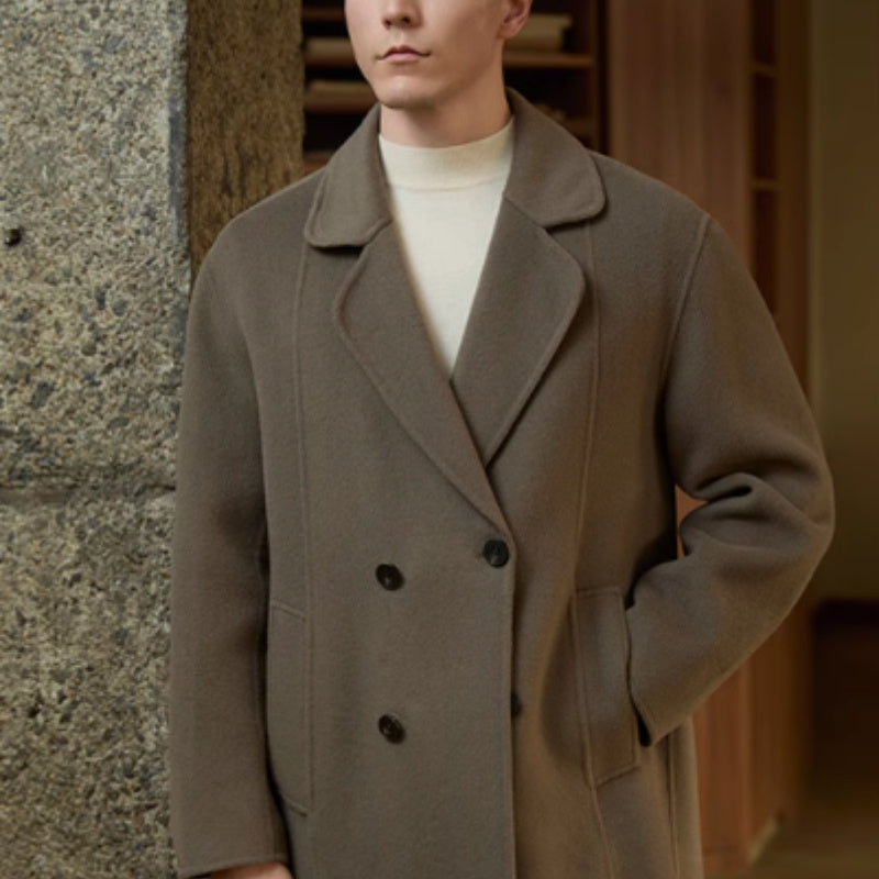 Men's Mid-length Woolen Thick Coat