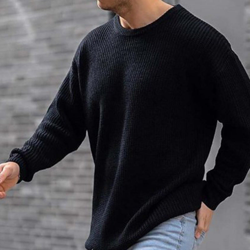 Men's Knit Top Solid Color Round Neck sweater