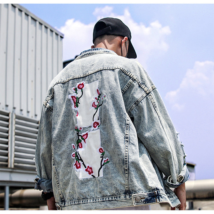 Back Printed Denim Jacket Men