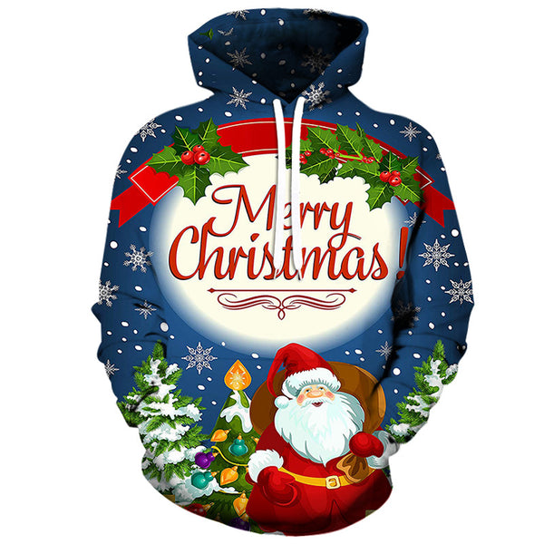 Merry Christmas 3D Printing Hooded Pullover sweater