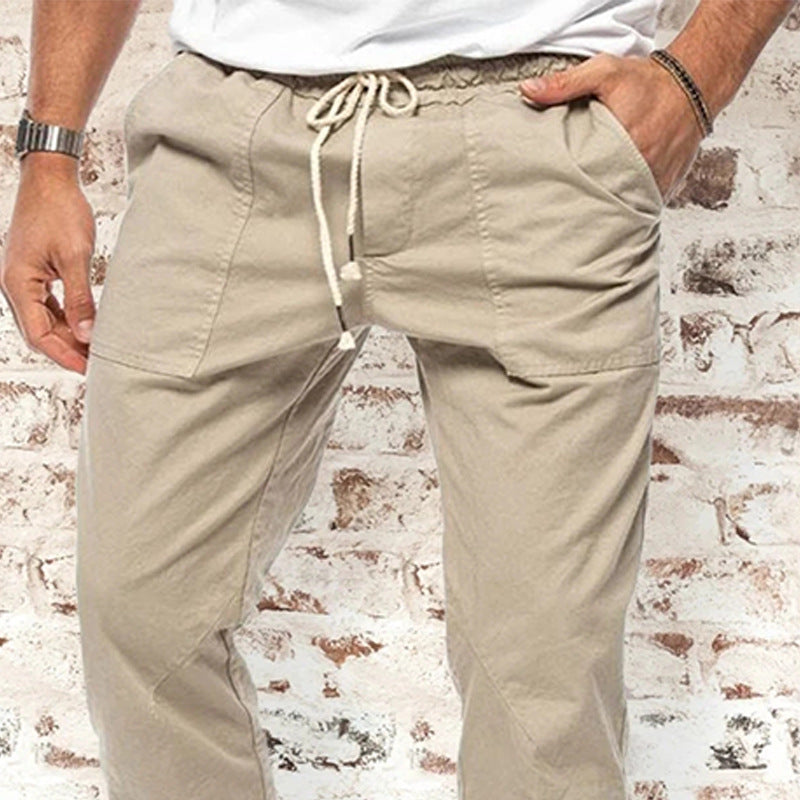 pantalones sueltos casuales para hombre con cinturilla