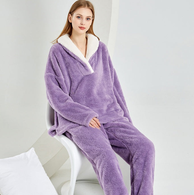 Flannel Pajamas Set Thickening Couples pajamas