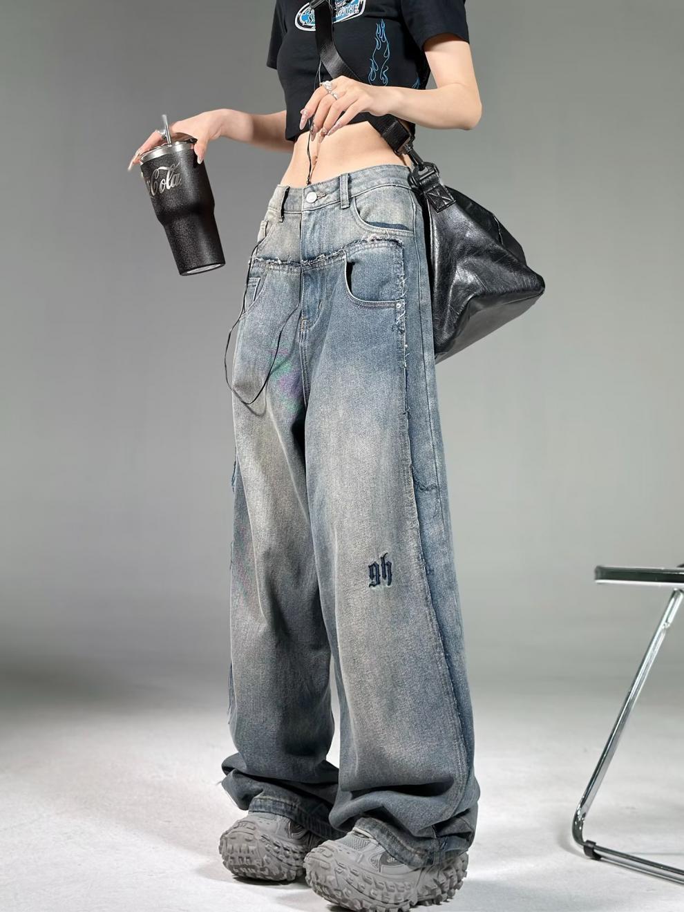 Men's And Women's Straight Loose Mop Retro Pants