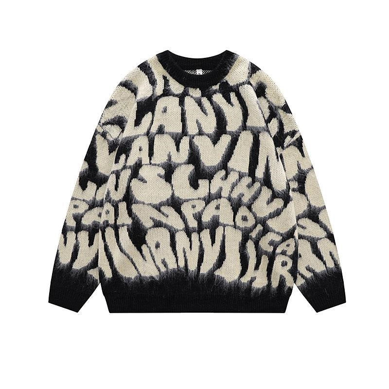Alphabet Jacquard Pullover Sweater