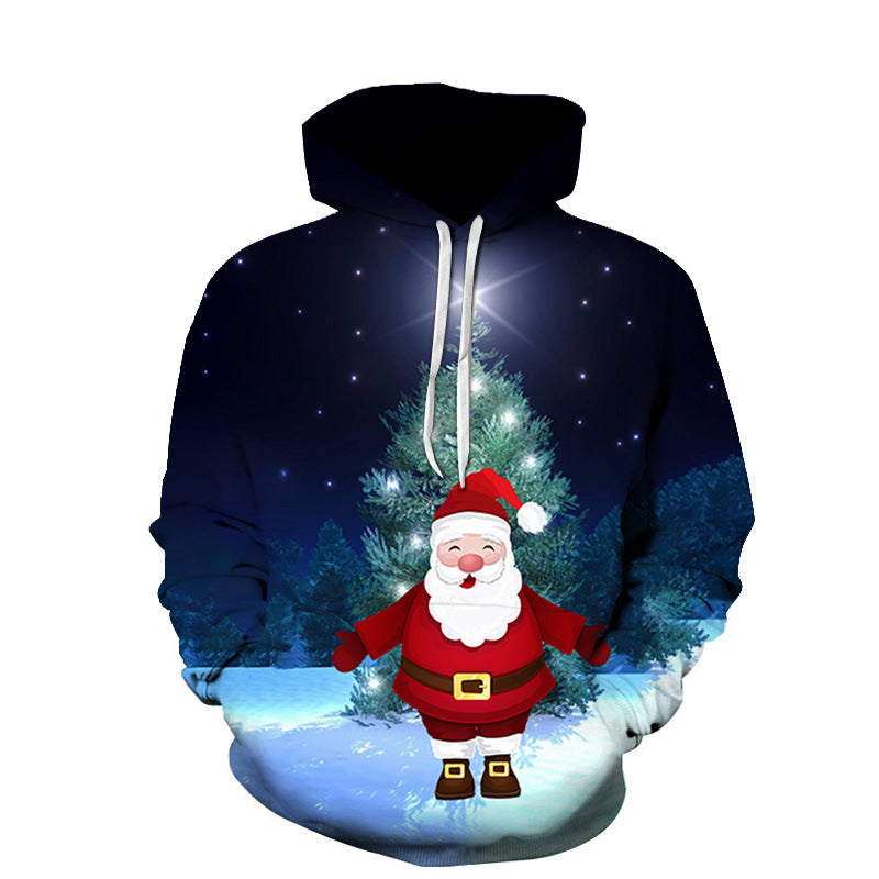 Christmas Digital Printed Hooded Sweater for men and women