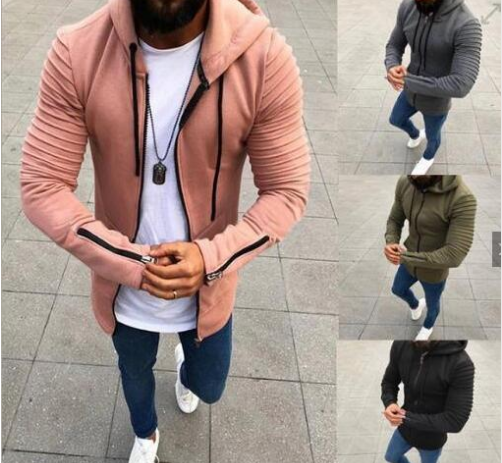 Pleated Long Sleeve Hooded Sweater