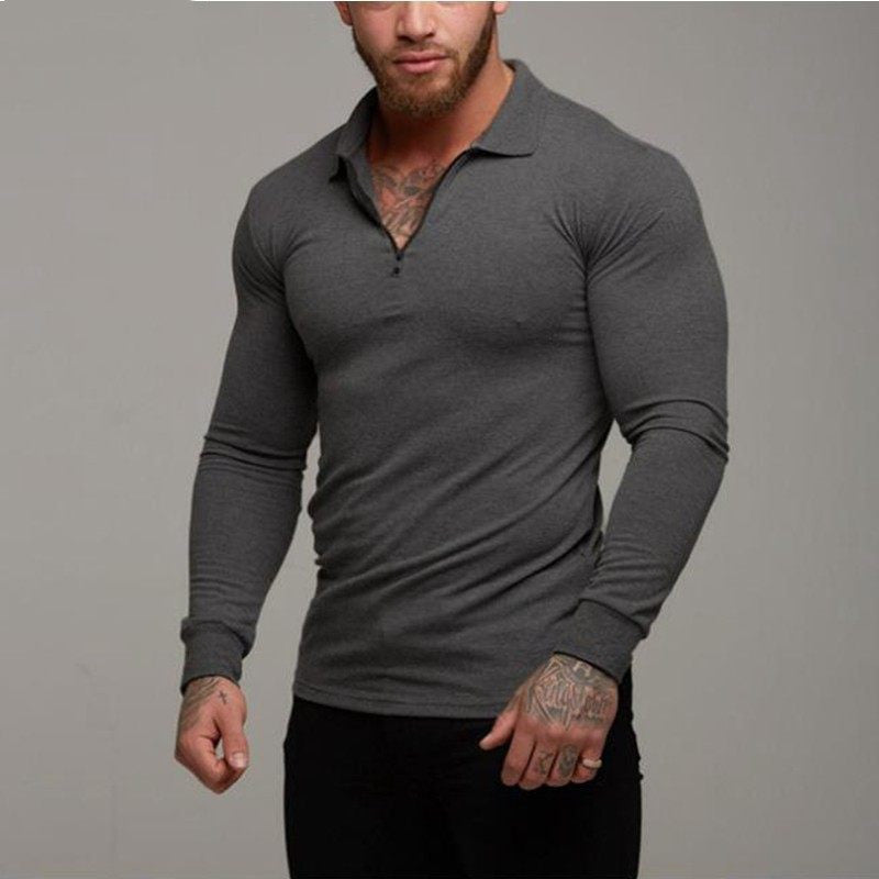 Men Long sleeve chain Polo Shirt