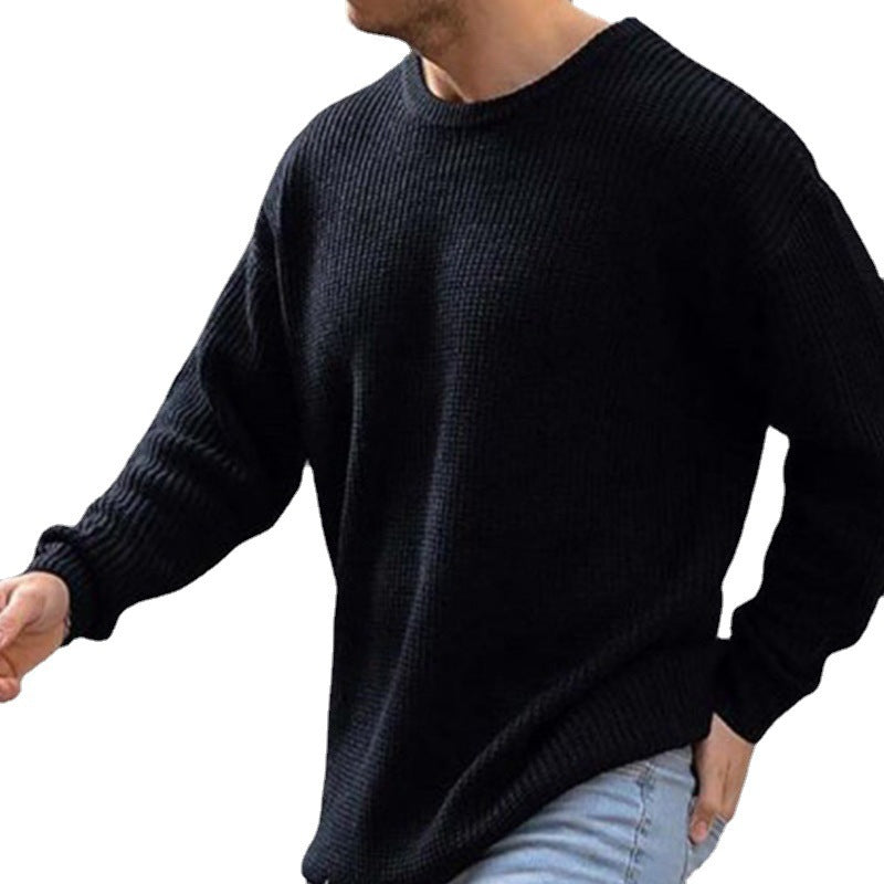 Maglione girocollo tinta unita da uomo in maglia