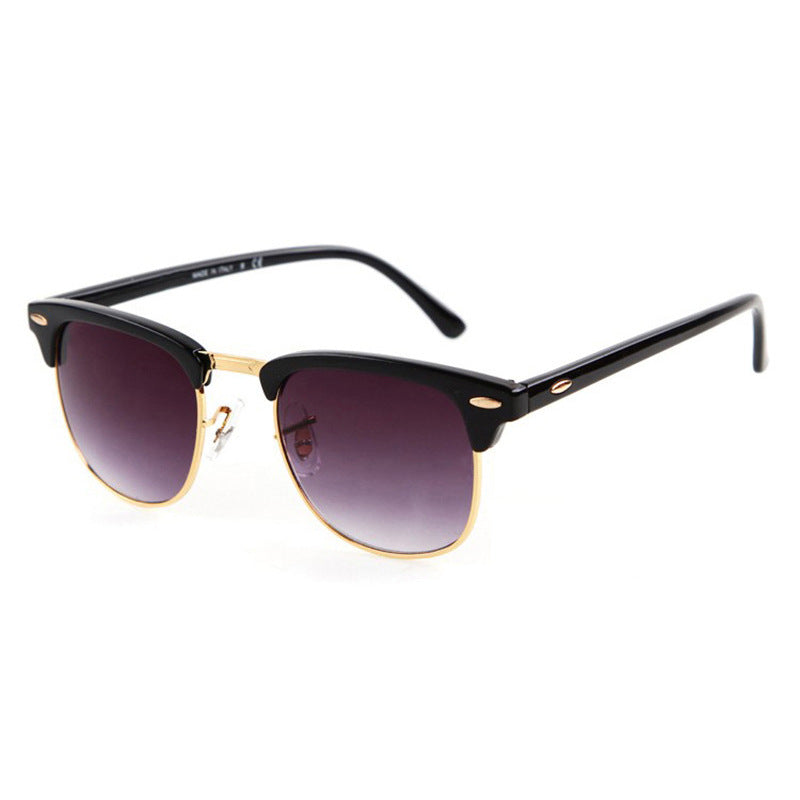 metal half frame sunglasses