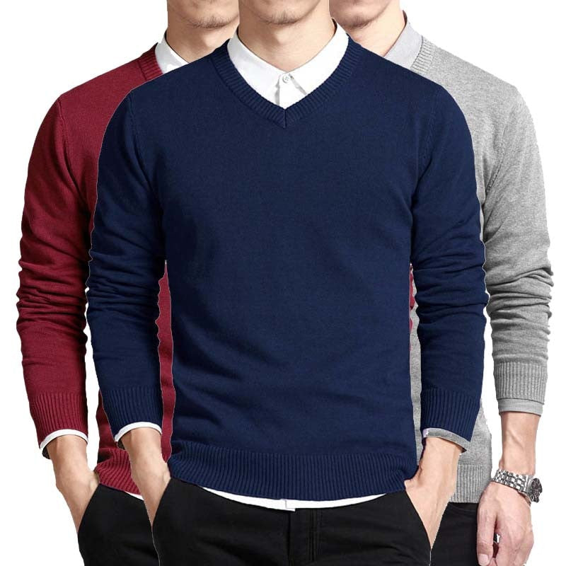 Maglione scollo a V uomo inverno