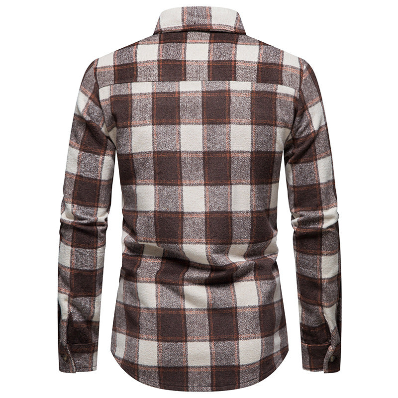 Thick Warm Woolen Flannel Casual Shirt men