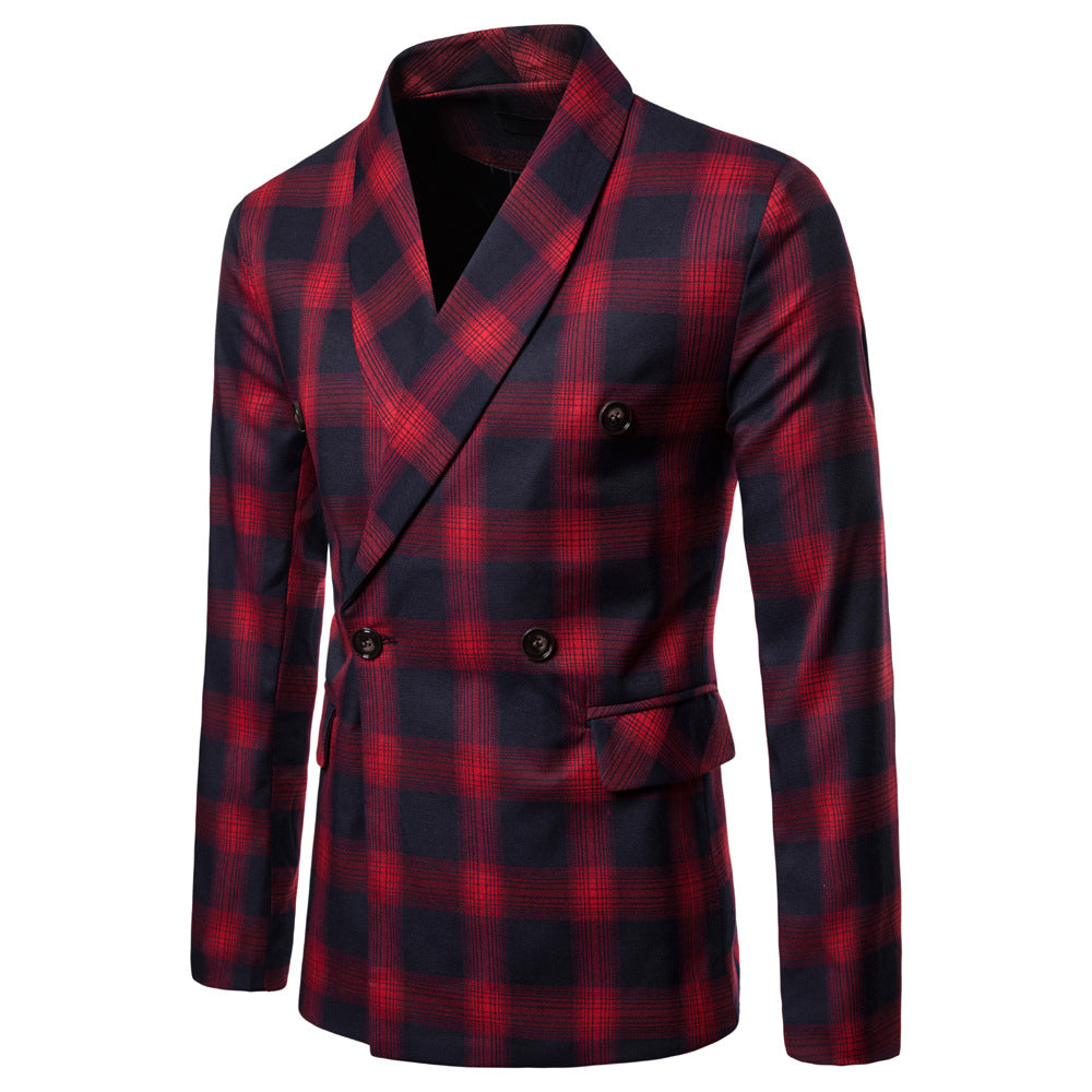 autumn and winter new style men's casual plaid suit jacket