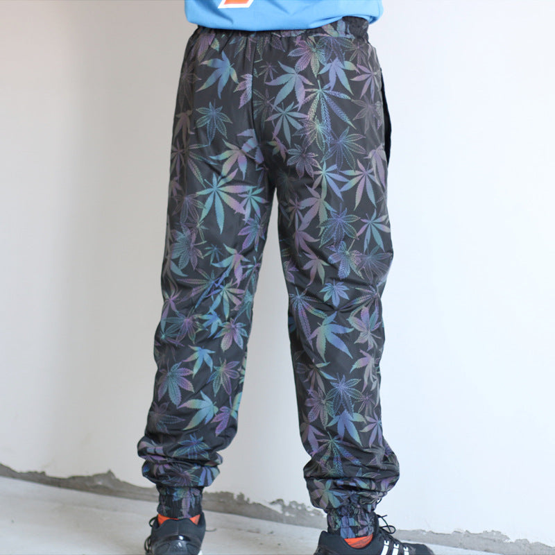 Colored Maple Leaf Reflective Pants Men's