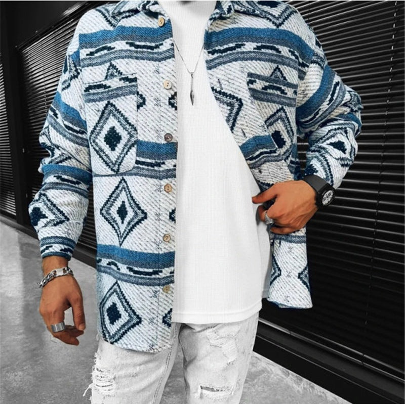 Thick Shirt Long-sleeved Check Color Short jacket