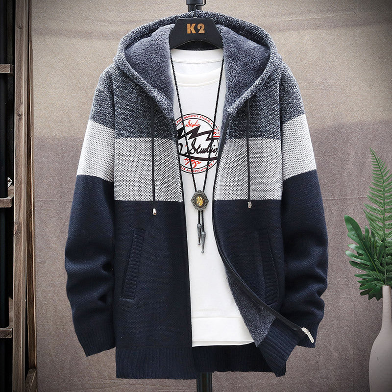 Gradient Color Block Plus Fleece Sweater