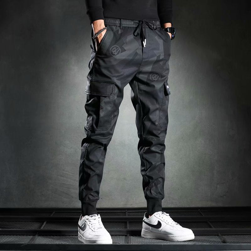 Camuflaje Casual Slim-fit Cintura elástica Pantalones elásticos