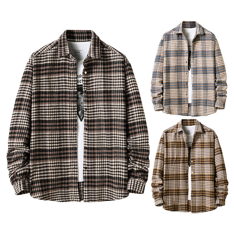 Flannel Thick Plaid Shirt Men's