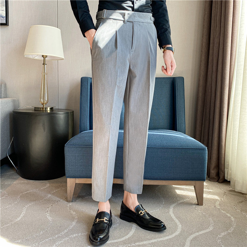 Men's Italian Striped High Waist Business Casual Pants