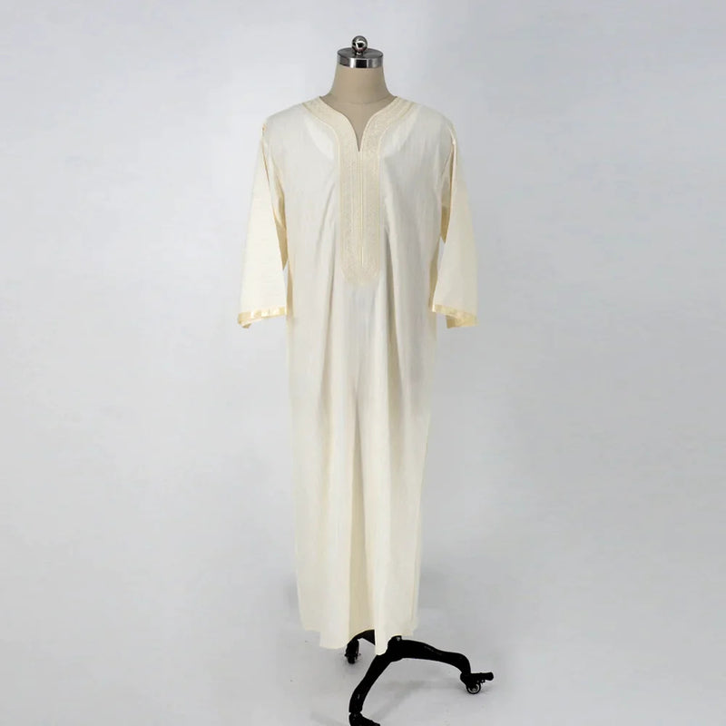 Ethnic Style Loose Casual Embroidery White Robe