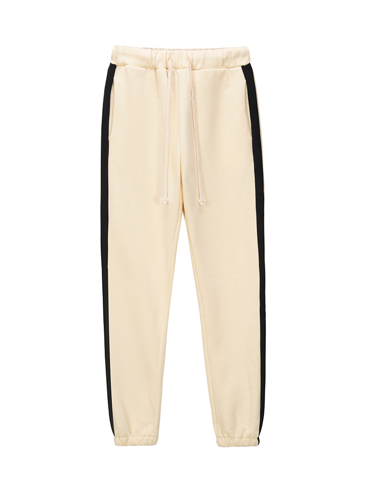 High Street Retro Side Horizontal Bar Plus Velvet Slim-fit Trousers