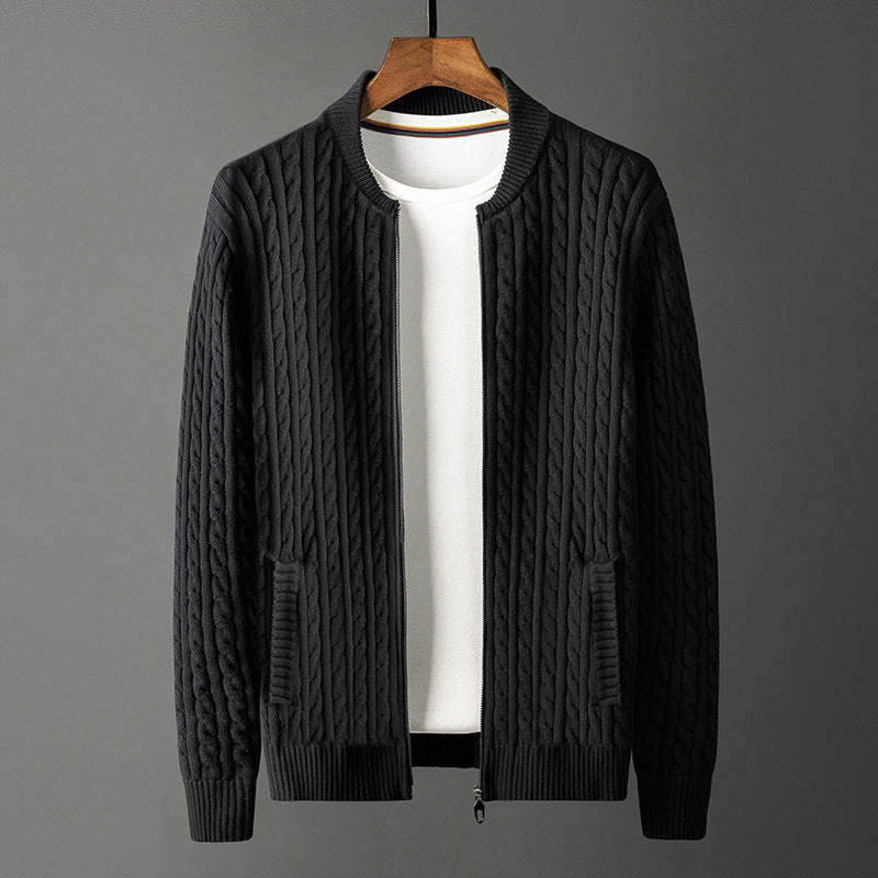 Men's Striped Knit Cardigan Sweater Jacket