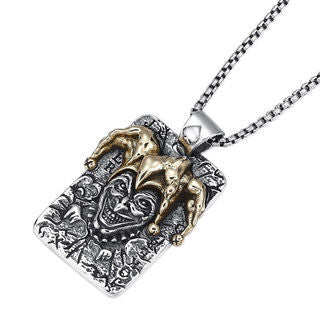 Mens Alloy Poker  Clown Pendant Necklace Vintage