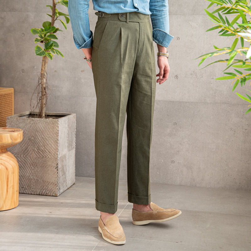 Casual Vintage Cotton Feel High Waisted Pants