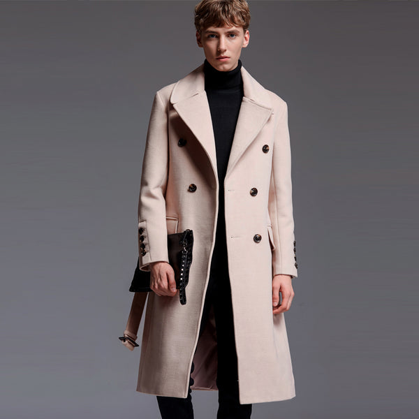 Long trench Coat With Belt For Men