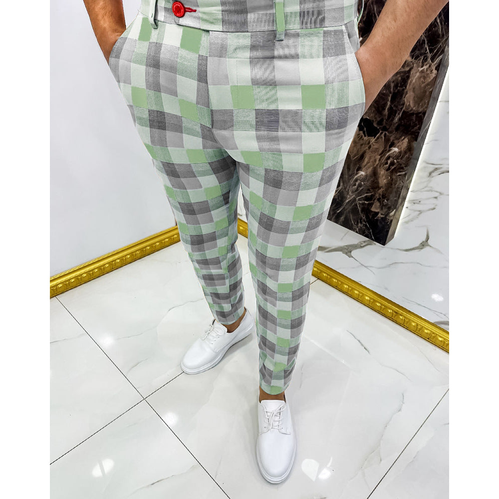 Men's Plaid Pants Plaid Casual Trousers