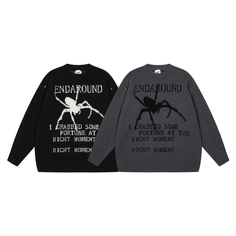 Spider Jacquard Loose-fitting Sweater Men