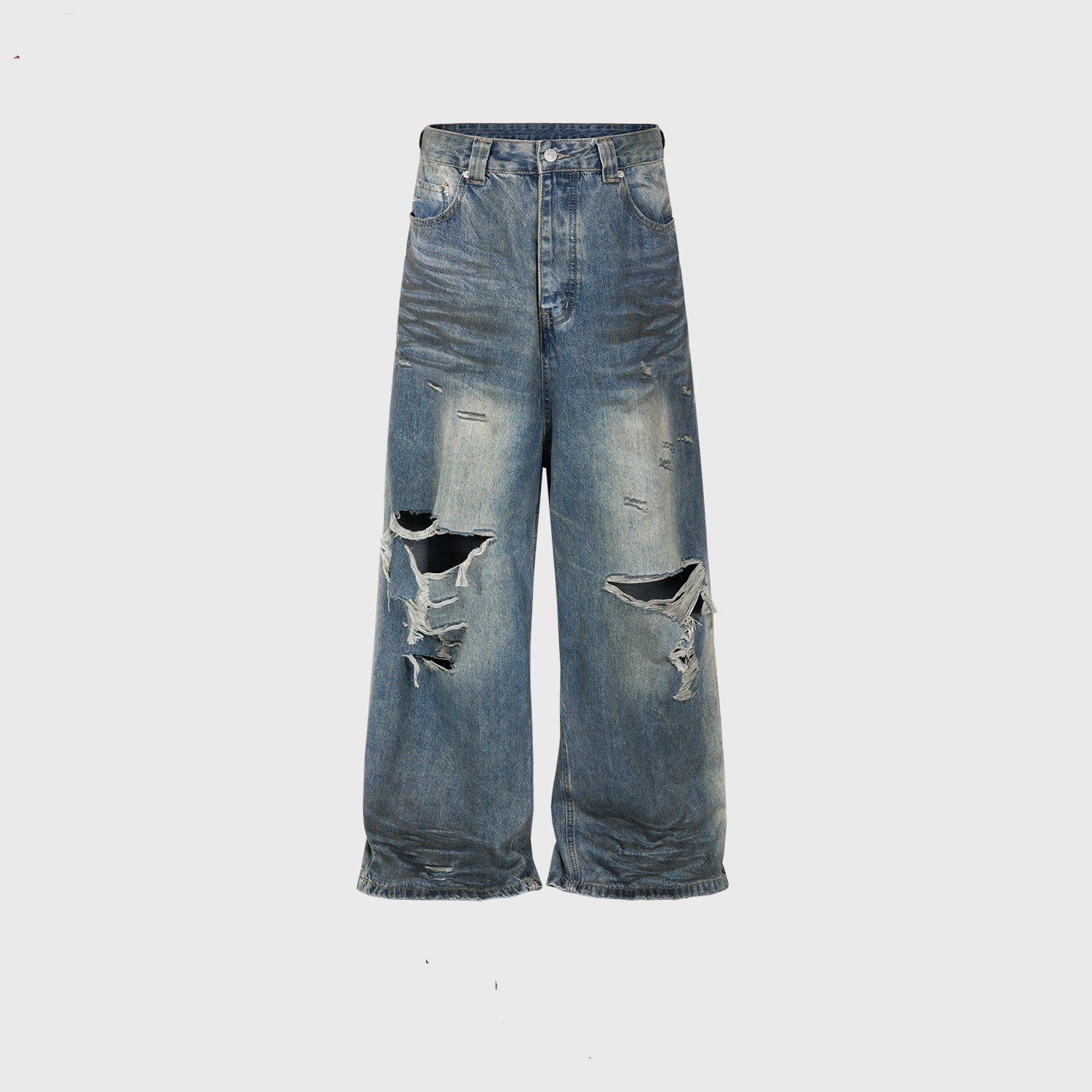 Big Ripped jeans Men And Women Retro Washed