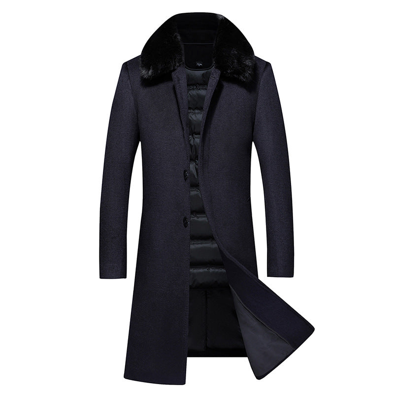 Men's Long Down Woolen trench Coat