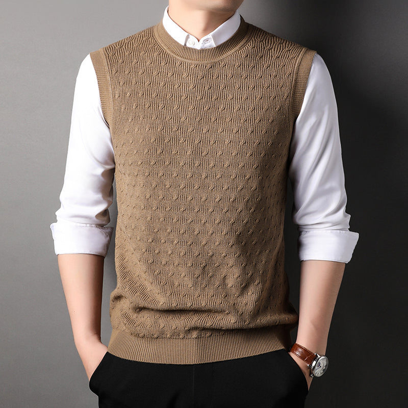 Autumn New Men's Round Neck Sleeveless Sweater Knitted Vest