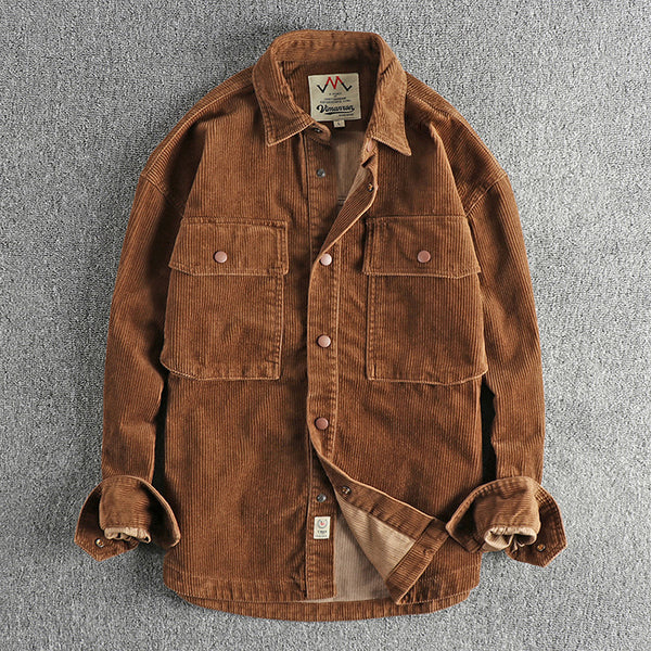 Winter Thick Washed Corduroy Long-sleeved Shirt