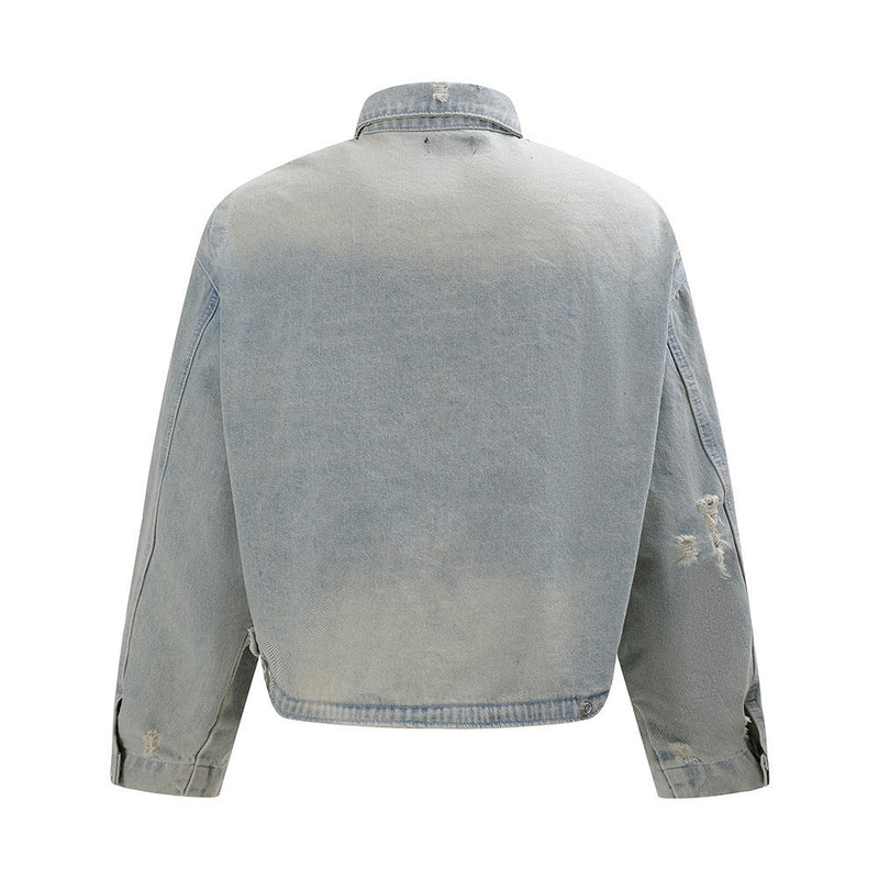 Punk Worn Out Denim Jacket Men