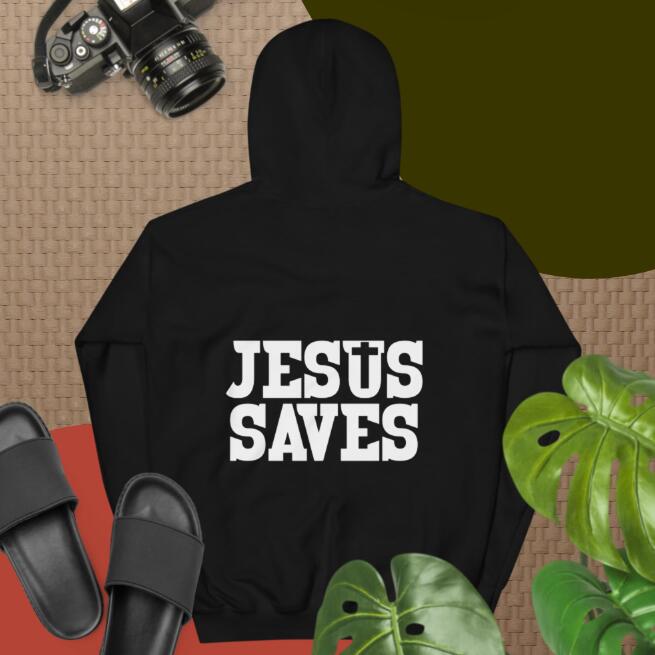 Jesús salva sudadera con capucha estampada para hombre